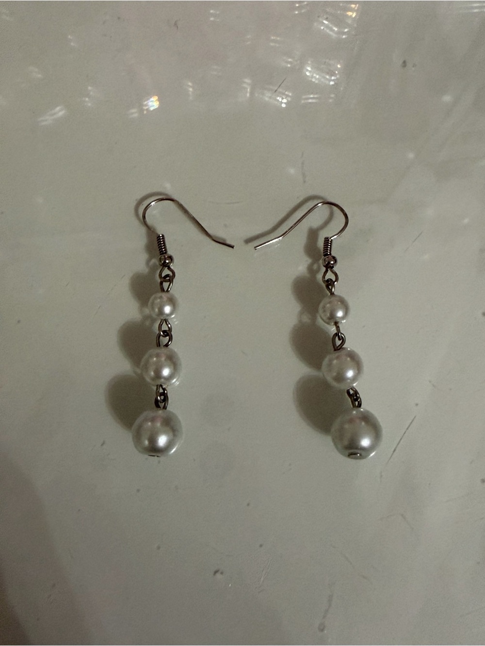 Pearl Drop Dangle Silver Earrings